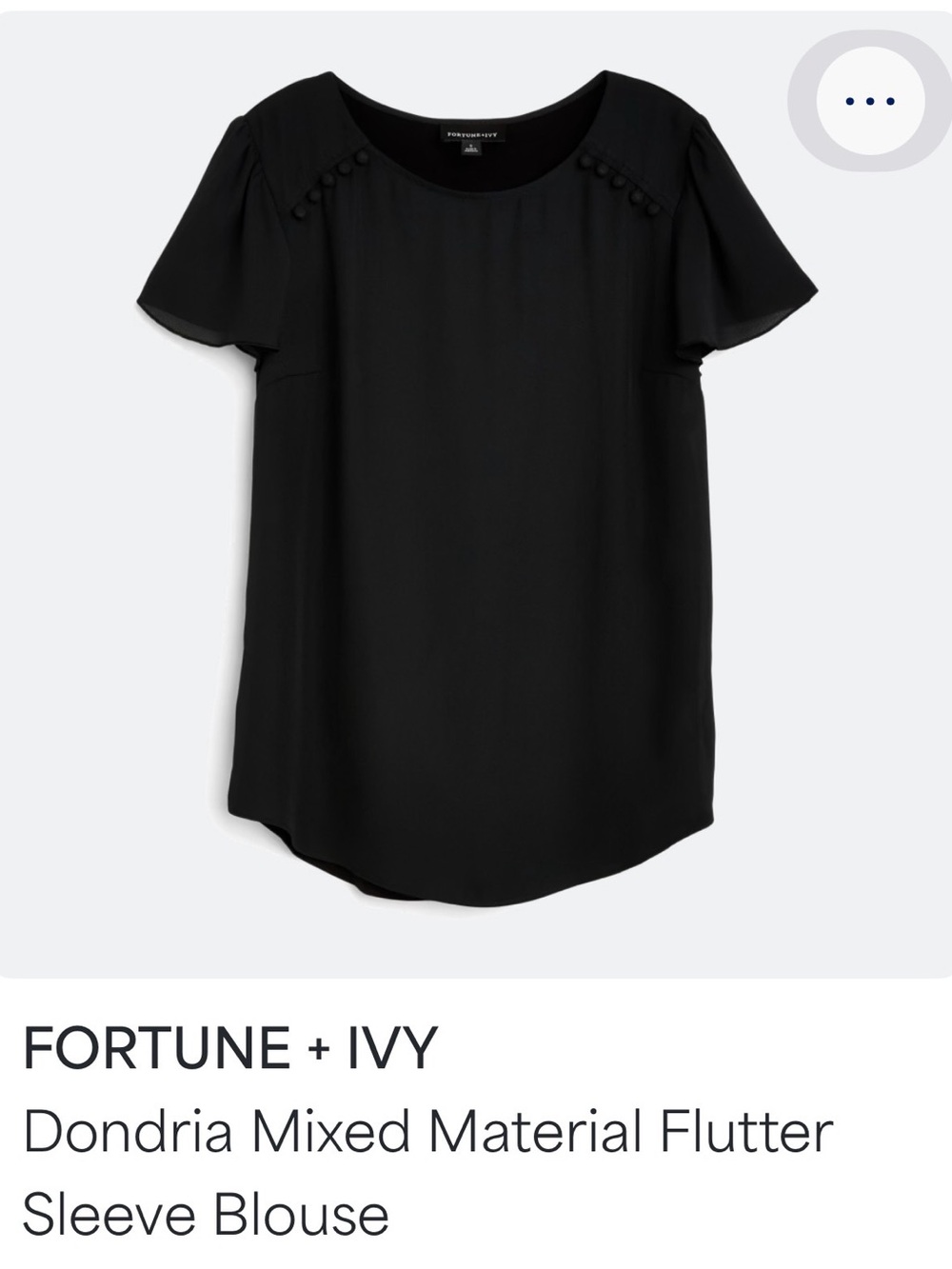 Fortune + Ivy Black Flutter Sleeve Blouse
